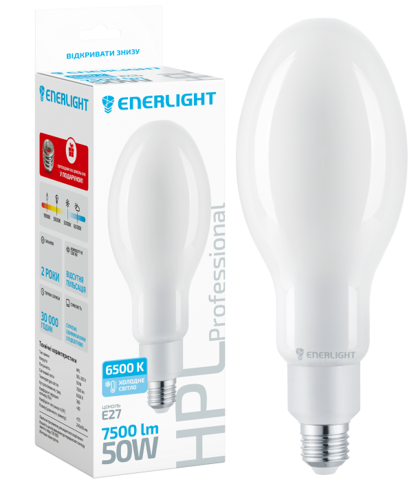 LED Лампа ENERLIGHT HPL Professional 50Вт 6500К Е27/E40